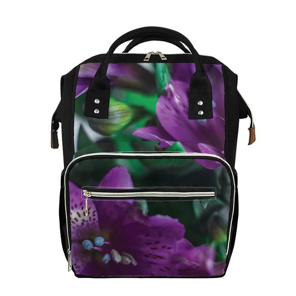 Purple Alstroemeria Print Diaper Bag