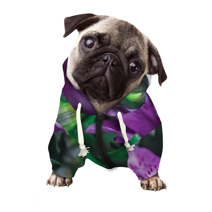 Purple Alstroemeria Print Dog Zip Up Hoodie