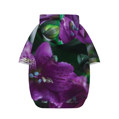 Purple Alstroemeria Print Dog Zip Up Hoodie