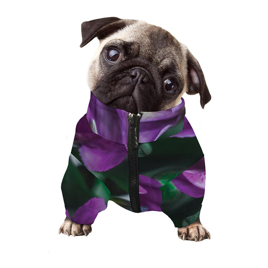 Purple Alstroemeria Print Dog Zip Up Jacket