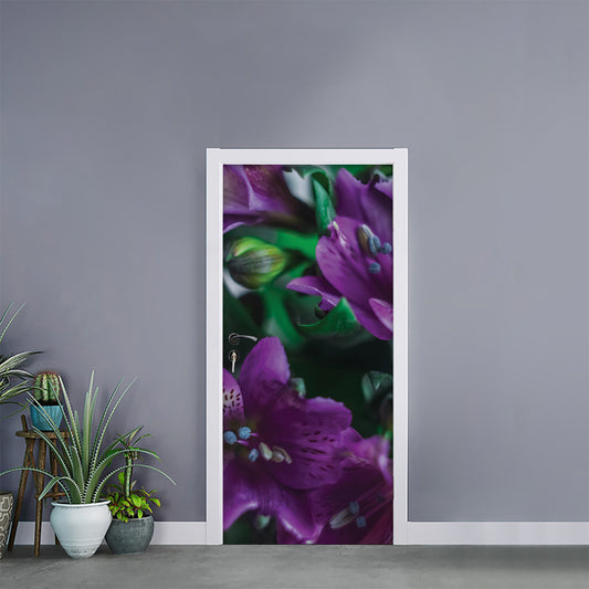 Purple Alstroemeria Print Door Sticker