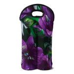 Purple Alstroemeria Print Double Neoprene Wine Tote