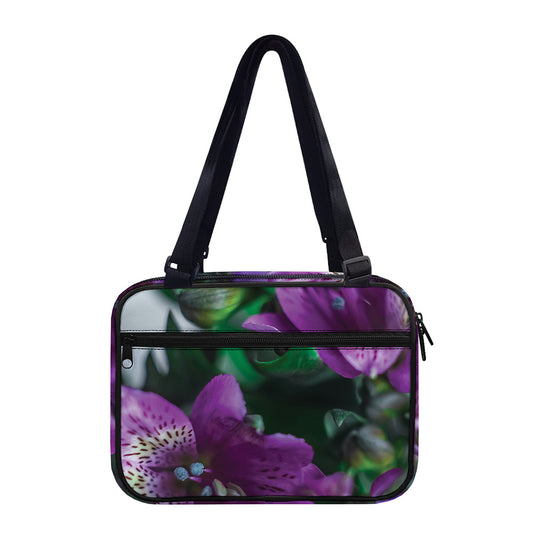 Purple Alstroemeria Print Double Strap Bible Bag