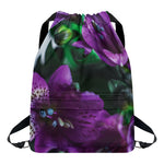 Purple Alstroemeria Print Drawstring Backpack