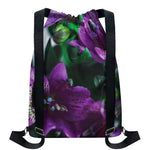 Purple Alstroemeria Print Drawstring Backpack