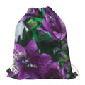 Purple Alstroemeria Print Drawstring Bag