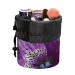 Purple Alstroemeria Print Drawstring Makeup Bag