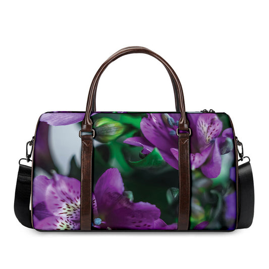 Purple Alstroemeria Print Duffle Bag