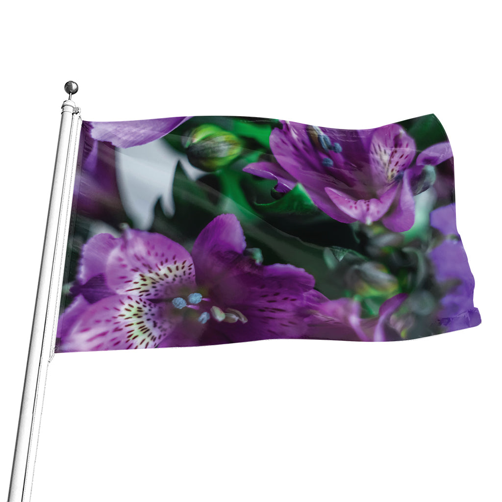 Purple Alstroemeria Print Flag