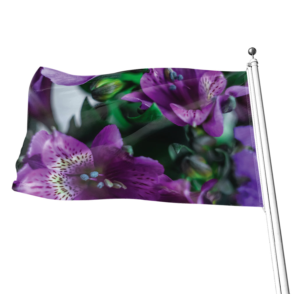 Purple Alstroemeria Print Flag