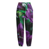 Purple Alstroemeria Print Fleece Lined Knit Pants