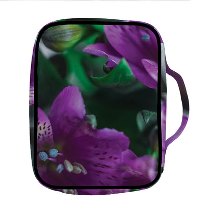 Purple Alstroemeria Print Front Pocket Bible Bag