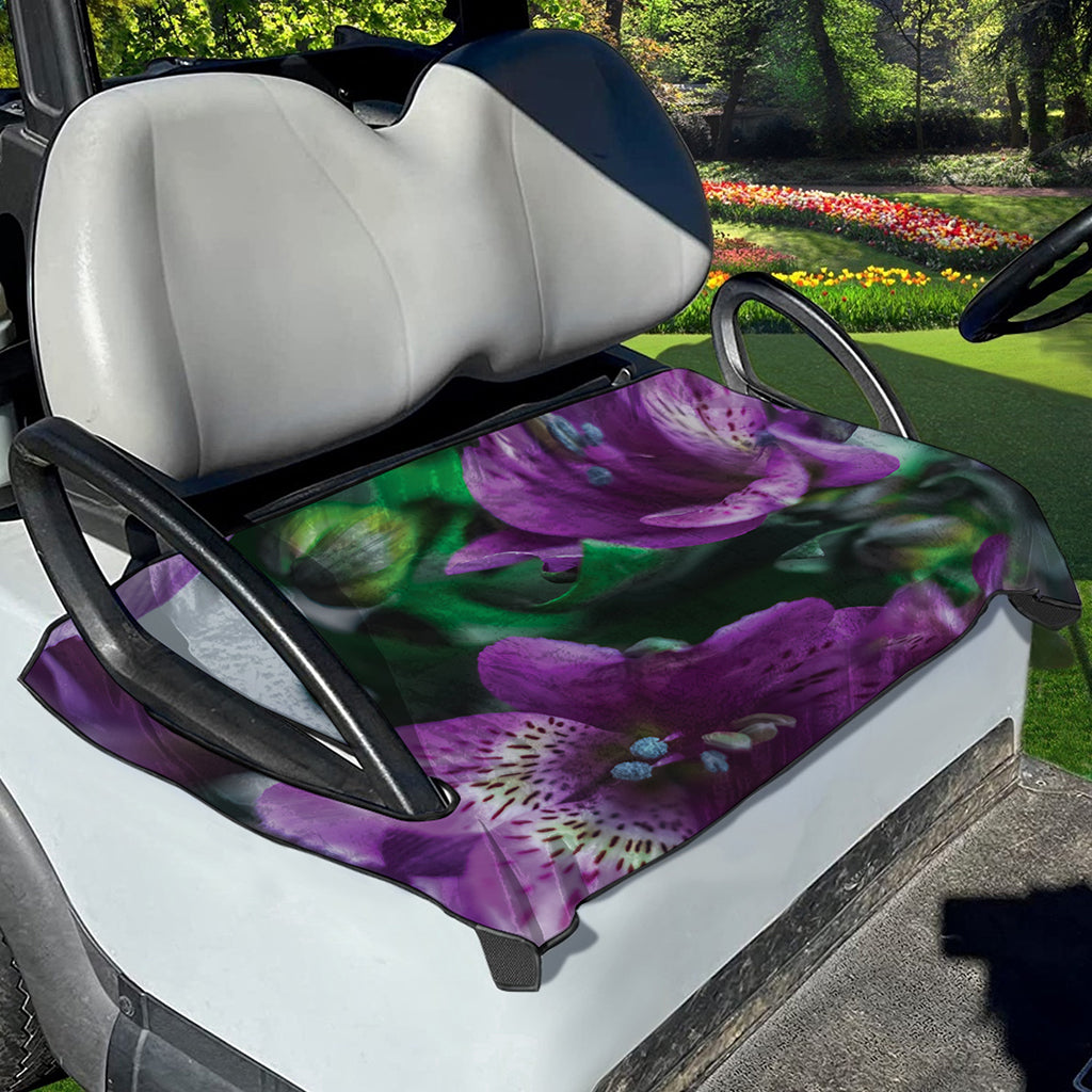 Purple Alstroemeria Print Golf Cart Seat Cover