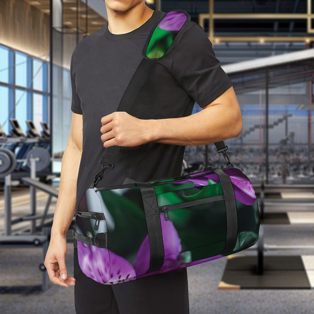 Purple Alstroemeria Print Gym Bag