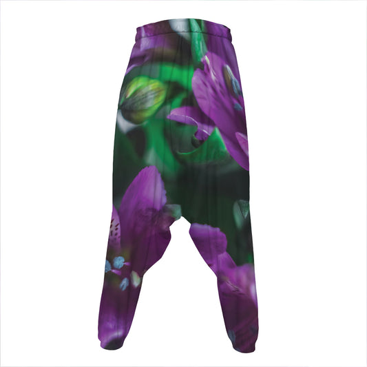 Purple Alstroemeria Print Hammer Pants