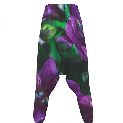 Purple Alstroemeria Print Hammer Pants