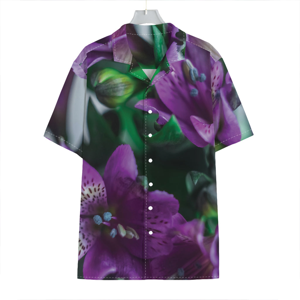 Purple Alstroemeria Print Hawaiian Shirt