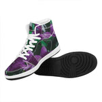 Purple Alstroemeria Print High Top Leather Sneakers