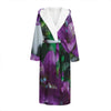 Purple Alstroemeria Print Hooded Bathrobe