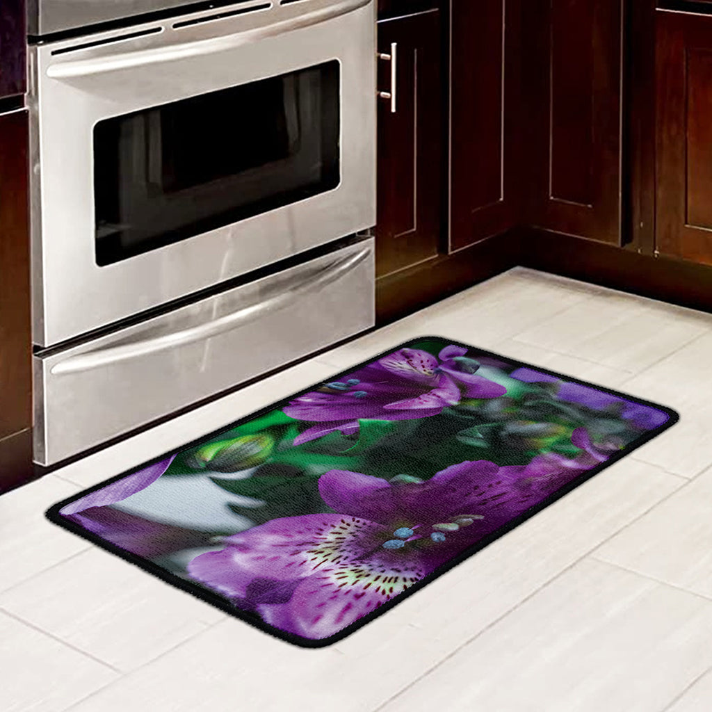 Purple Alstroemeria Print Kitchen Mat