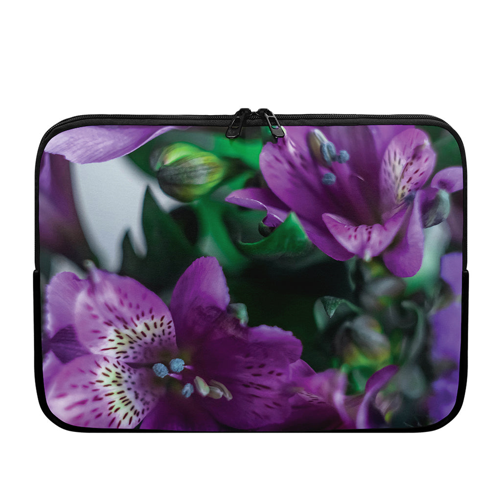 Purple Alstroemeria Print Laptop Sleeve