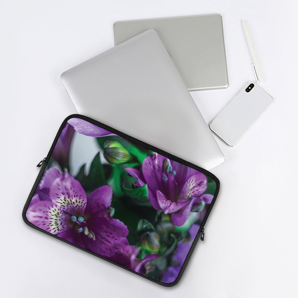 Purple Alstroemeria Print Laptop Sleeve