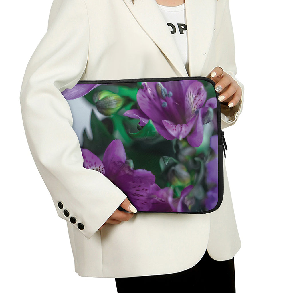 Purple Alstroemeria Print Laptop Sleeve