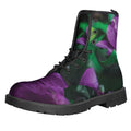 Purple Alstroemeria Print Lace-Up Boots