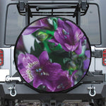 Purple Alstroemeria Print Leather Spare Tire Cover