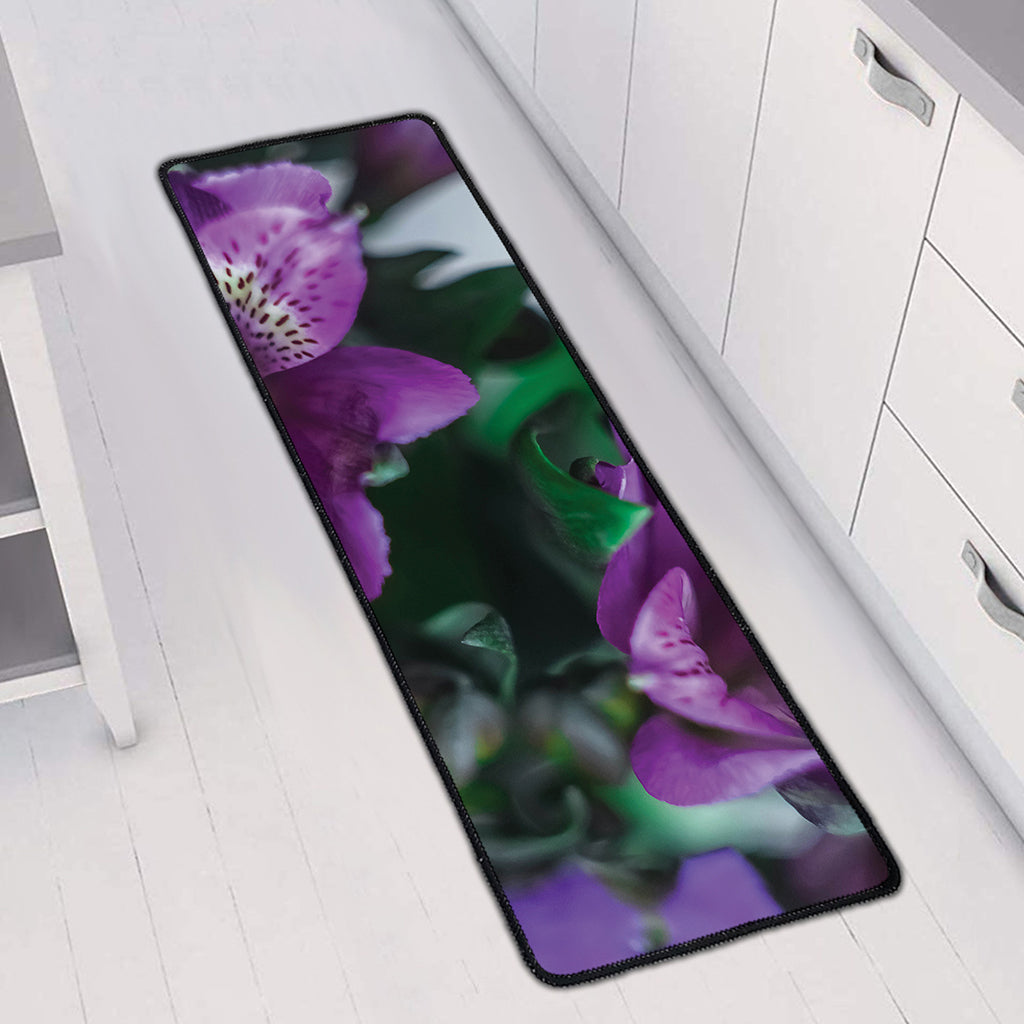 Purple Alstroemeria Print Long Kitchen Mat