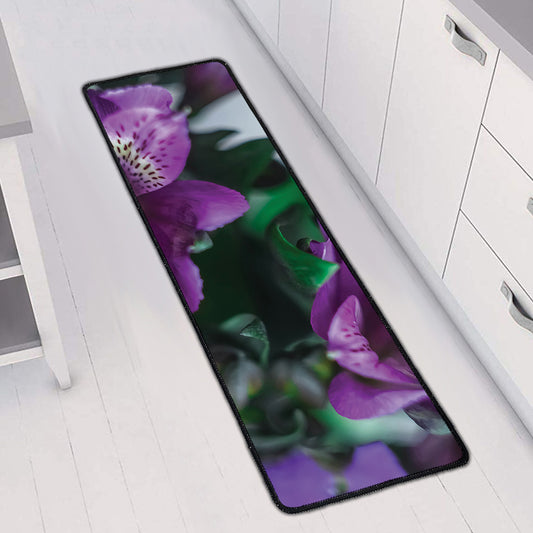 Purple Alstroemeria Print Long Kitchen Mat