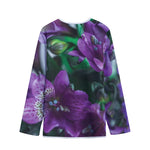 Purple Alstroemeria Print Long Sleeve Short Coat