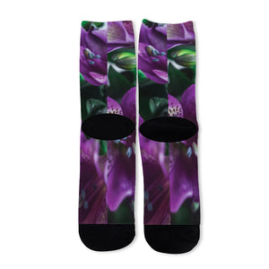 Purple Alstroemeria Print Long Socks