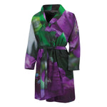 Purple Alstroemeria Print Men's Bathrobe