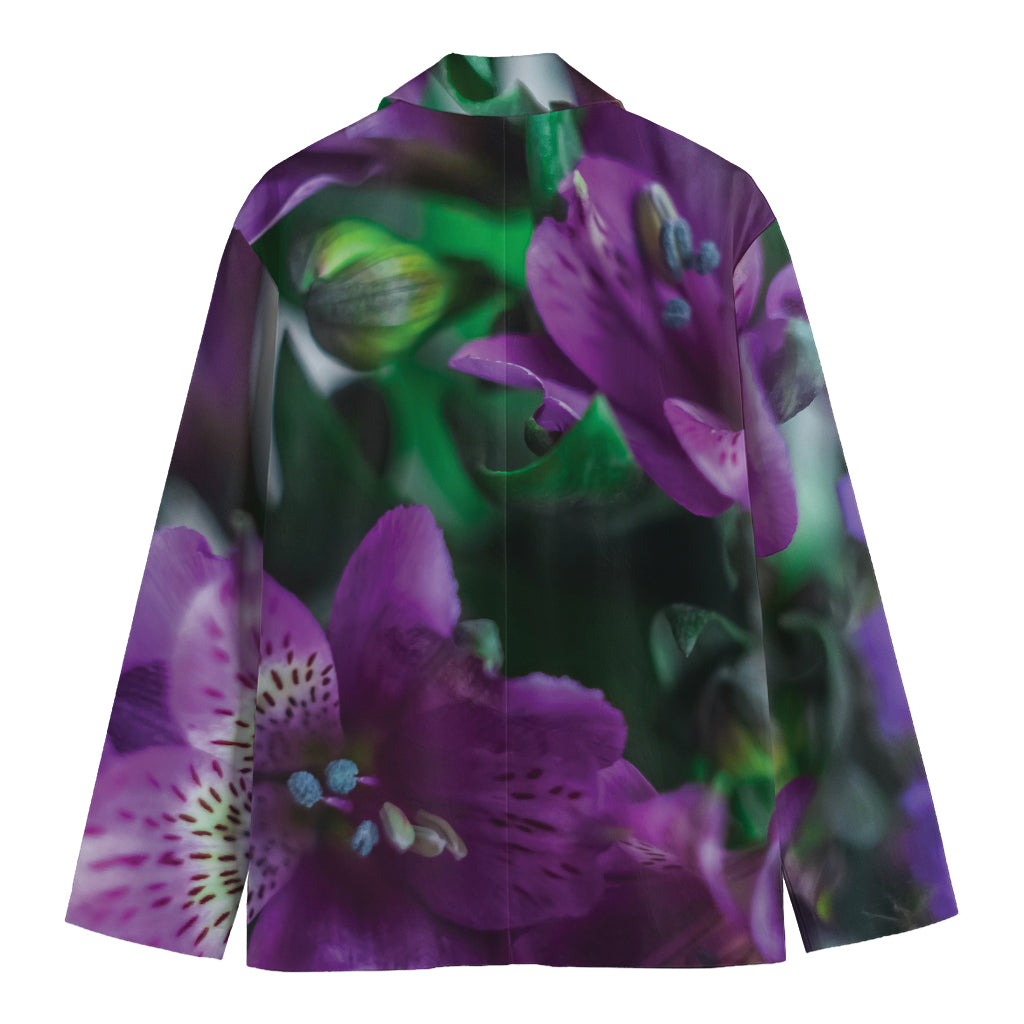 Purple Alstroemeria Print Men's Blazer