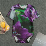 Purple Alstroemeria Print Men's Bodysuit