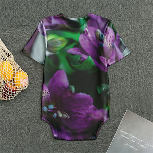 Purple Alstroemeria Print Men's Bodysuit