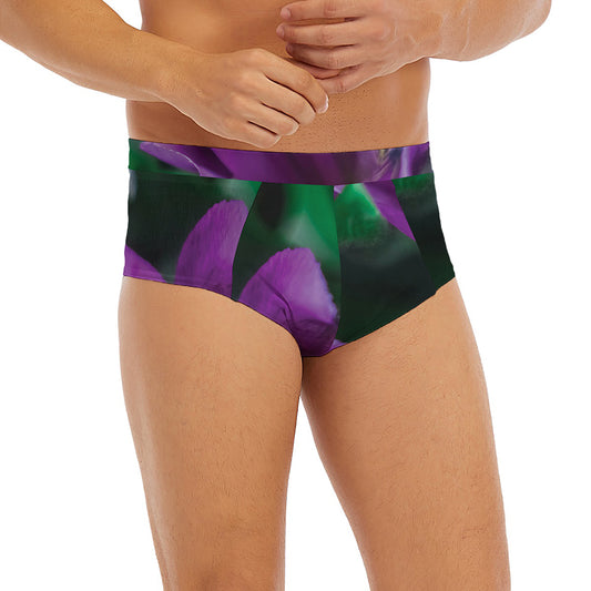 Purple Alstroemeria Print Men's Briefs