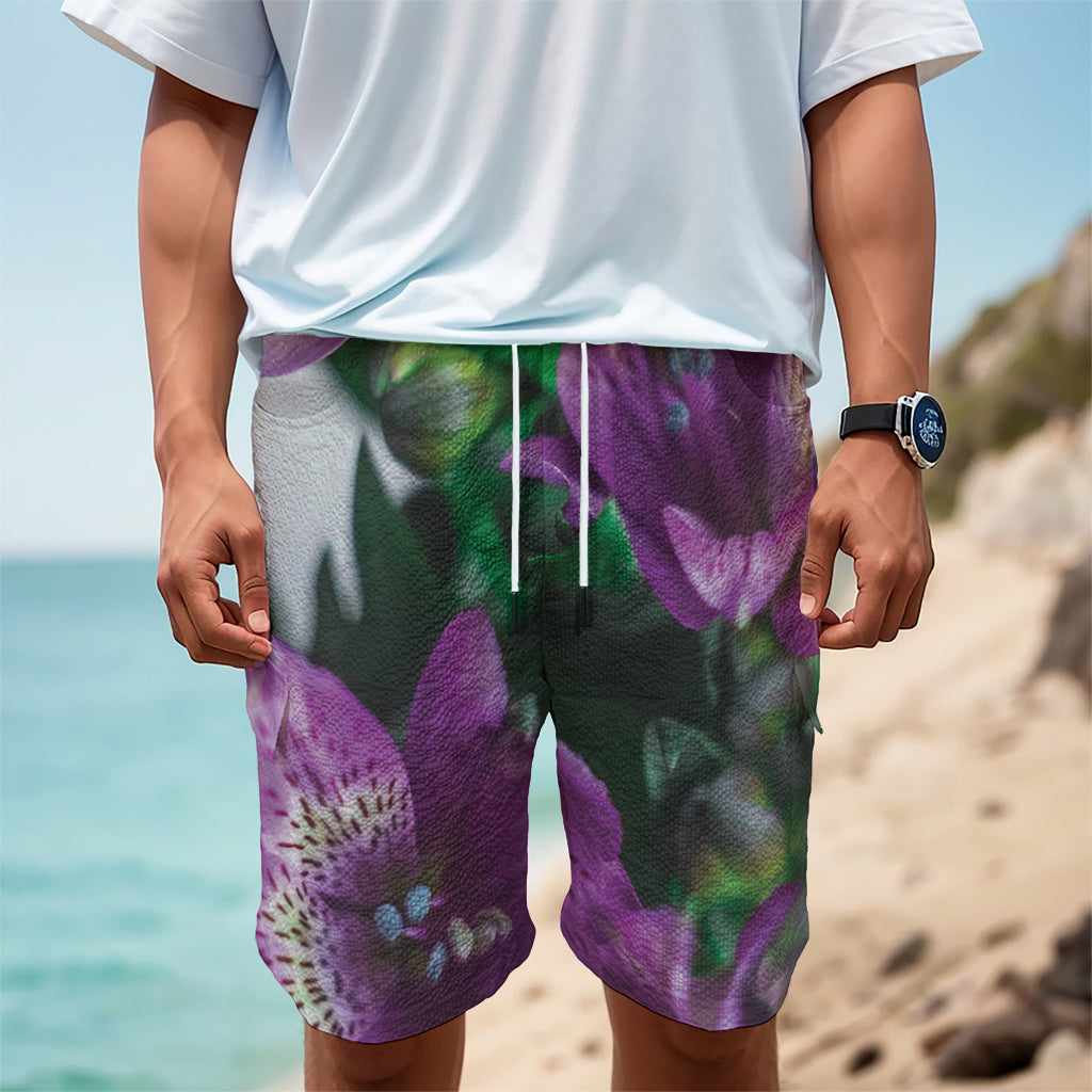 Purple Alstroemeria Print Men's Cargo Shorts