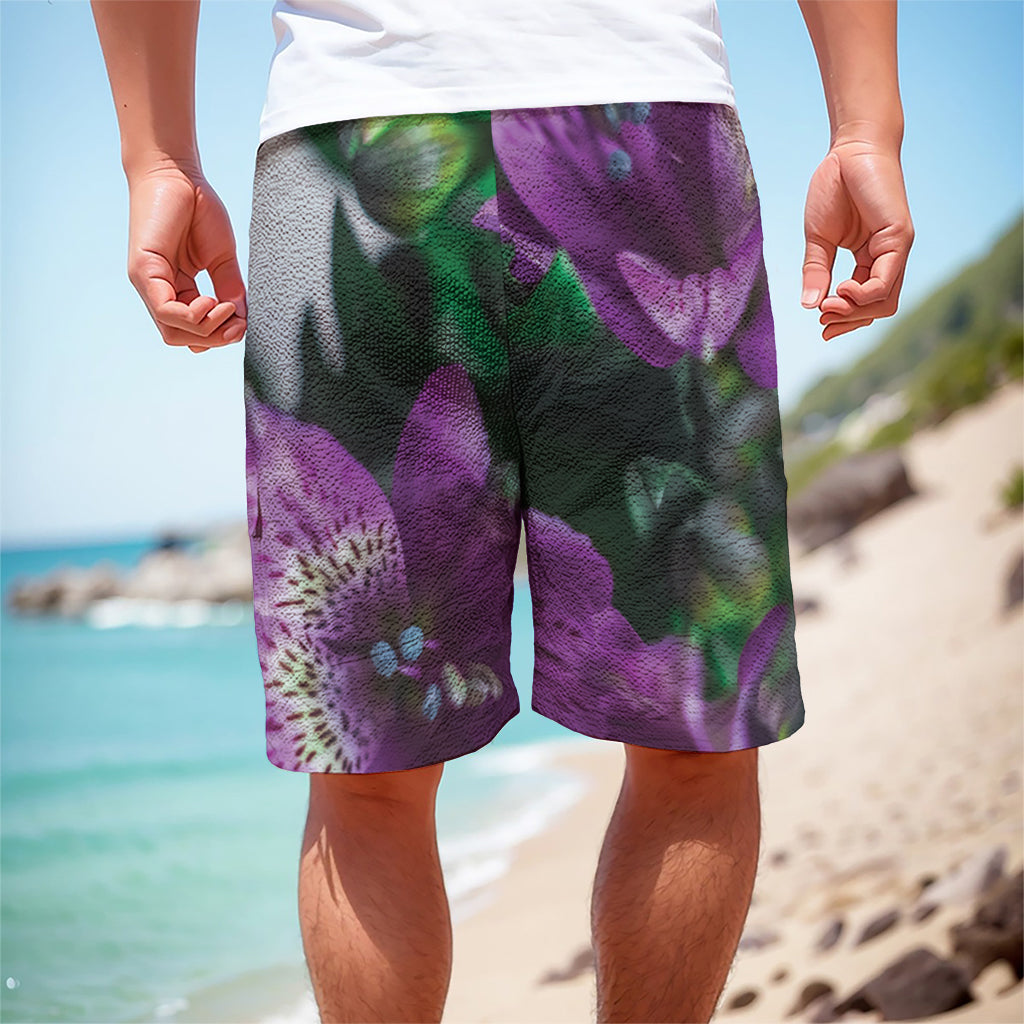 Purple Alstroemeria Print Men's Cargo Shorts