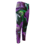 Purple Alstroemeria Print Men's Compression Pants