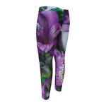 Purple Alstroemeria Print Men's Compression Pants