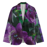 Purple Alstroemeria Print Men's Cotton Blazer