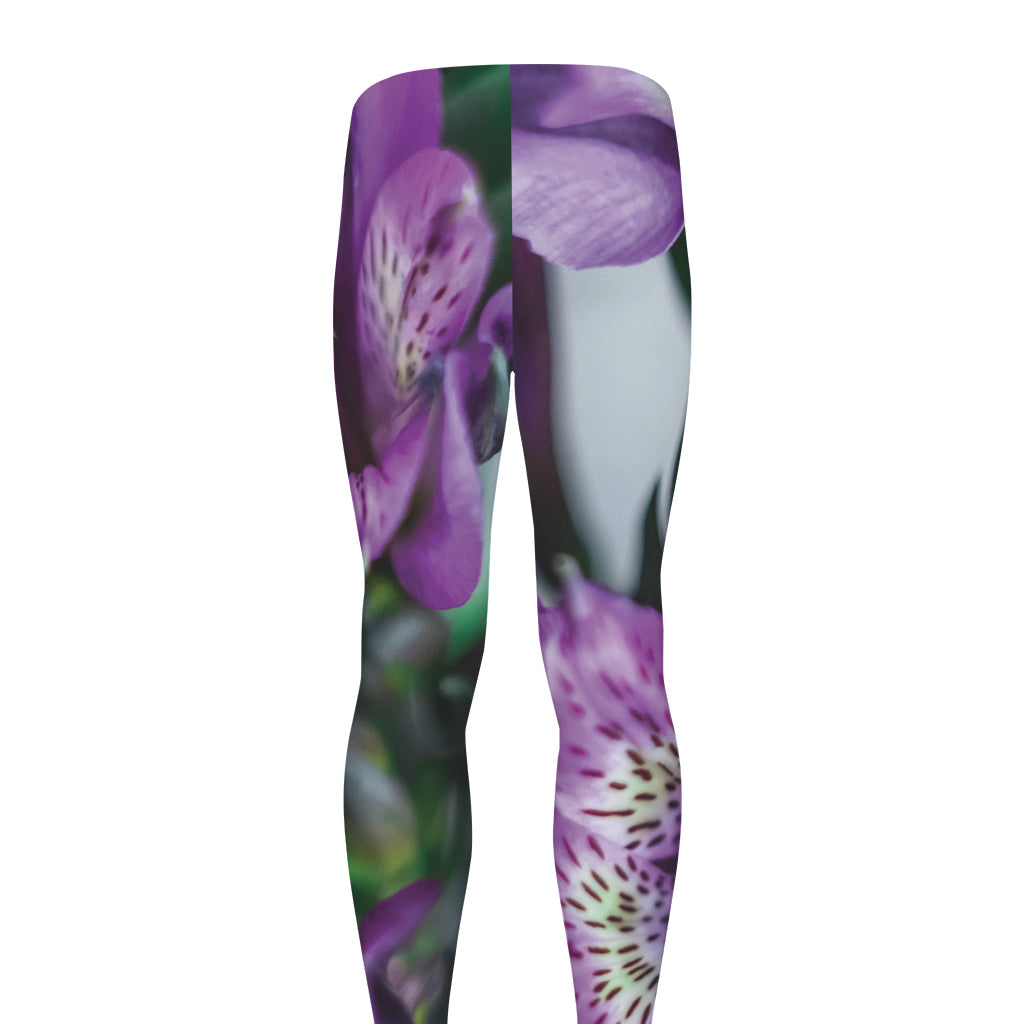 Purple Alstroemeria Print Men's leggings
