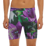 Purple Alstroemeria Print Men's Long Boxer Briefs