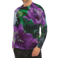 Purple Alstroemeria Print Men's Long Sleeve Rash Guard