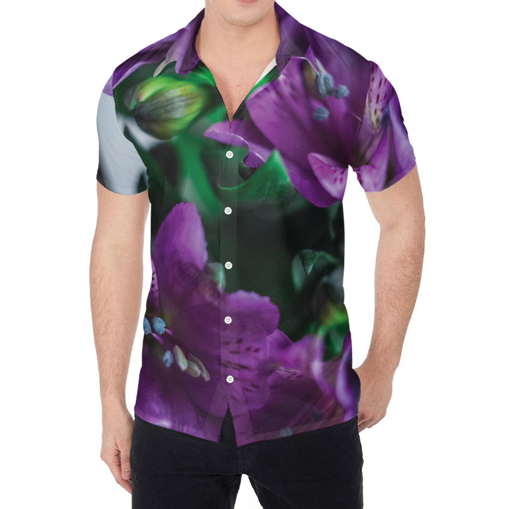 Purple Alstroemeria Print Men's Shirt