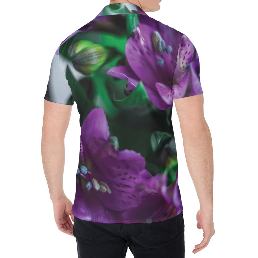 Purple Alstroemeria Print Men's Shirt