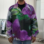 Purple Alstroemeria Print Men's Shirt Jacket