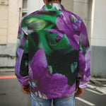 Purple Alstroemeria Print Men's Shirt Jacket